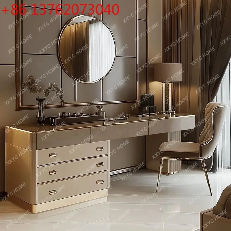 Beauty Makeup Vanity Set - ชุดโต๊ะเครื่องแป้งไม้ครบชุด สไตล์นอร์ดิก สวยงาม หรูหรา พร้อมลิ้นชักจัดระเบียบ โต๊ะเครื่องแป้ง