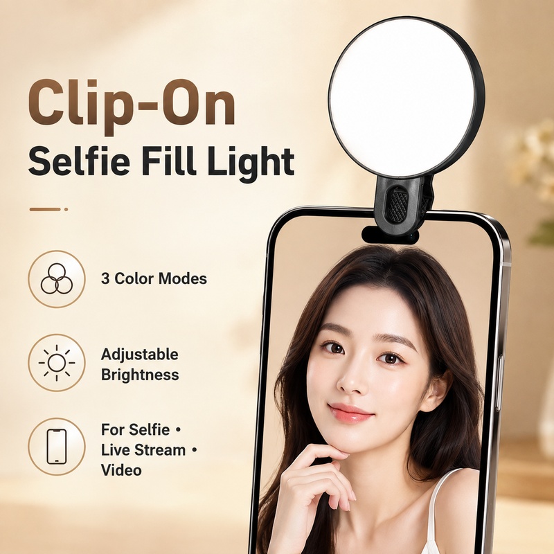 Beauty Makeup Video - ไฟ LED RGB แบบพกพาขนาดเล็กพร้อมคลิปหนีบโทรศัพท์สำหรับถ่ายเซลฟี่ วิดีโอบล็อก ไลฟ์สตรีมมิ่ง