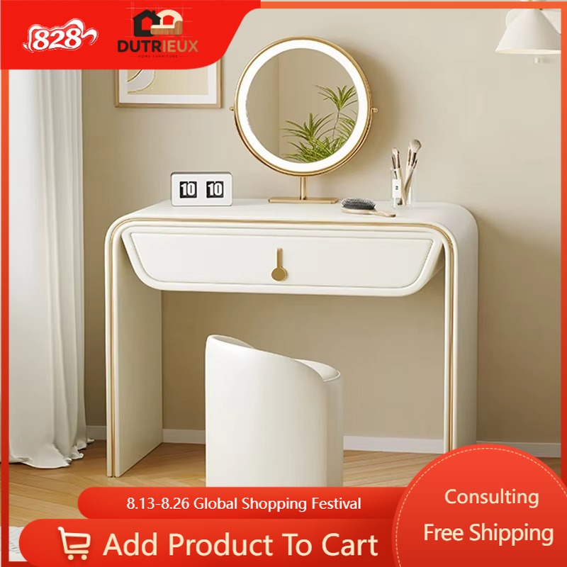 Beauty Makeup Vanity Set - โต๊ะเครื่องแป้งสไตล์อิตาลีพร้อมลิ้นชักเก็บของ ชุดอุปกรณ์แต่งหน้าครบชุด ประหยัดพื้นที่ เฟอร์นิเจอร์ห้องนอน