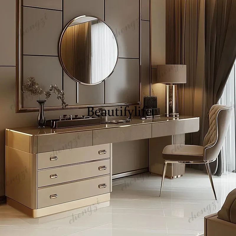 Beauty Makeup Vanity Set - E182 ชุดโต๊ะเครื่องแป้งไม้สไตล์นอร์ดิก สวยงาม หรูหรา พร้อมลิ้นชักจัดระเบียบ โต๊ะเครื่องแป้ง