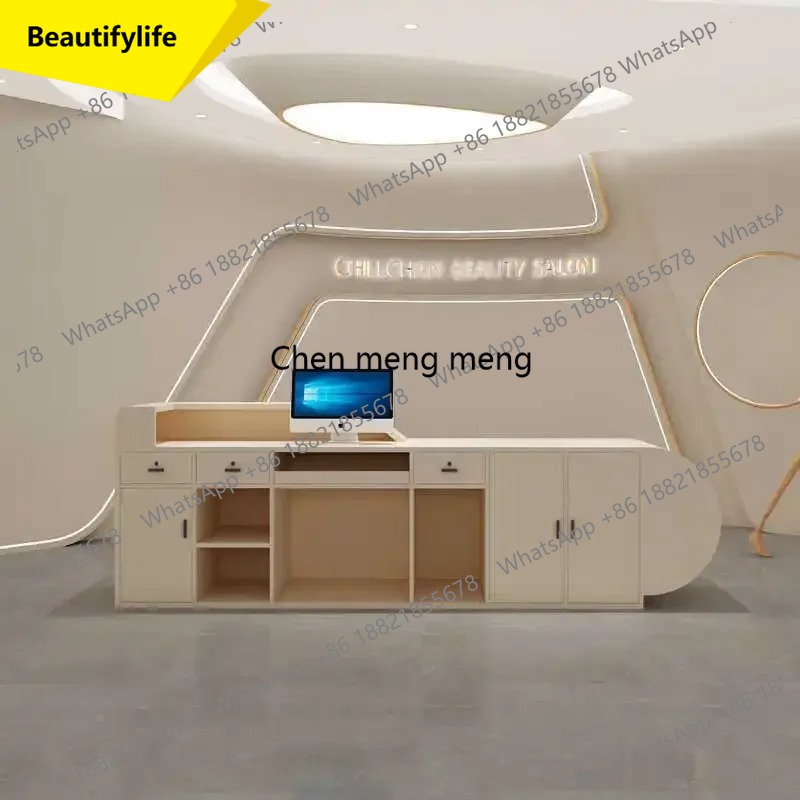 Beauty Makeup Shop - เคาน์เตอร์แต่งหน้าที่บ้าน X188 เคาน์เตอร์คิดเงิน เคาน์เตอร์ต้อนรับช่างเสริมสวย สำหรับร้านค้า โพเดียมสำหรับโบสถ์
