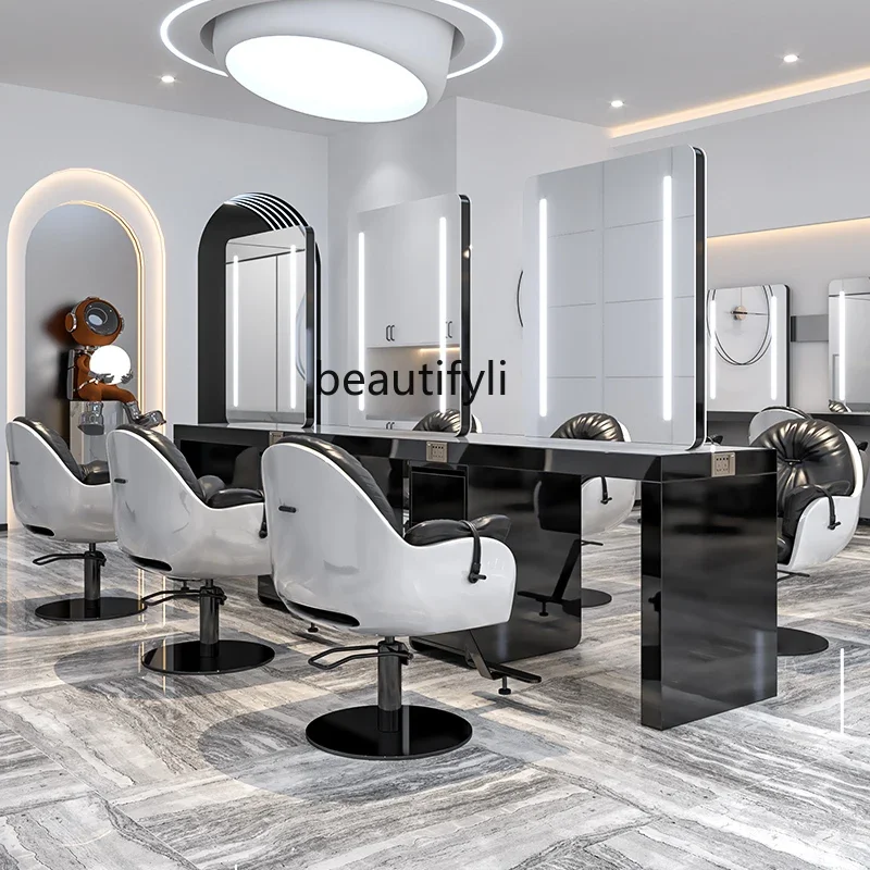 Beauty Makeup Shop - โต๊ะกระจกสแตนเลสสำหรับร้านตัดผม 06Barber Shop ใช้สำหรับทำผมดัด จัดแต่งทรงผม ใช้ในร้านเสริมสวย