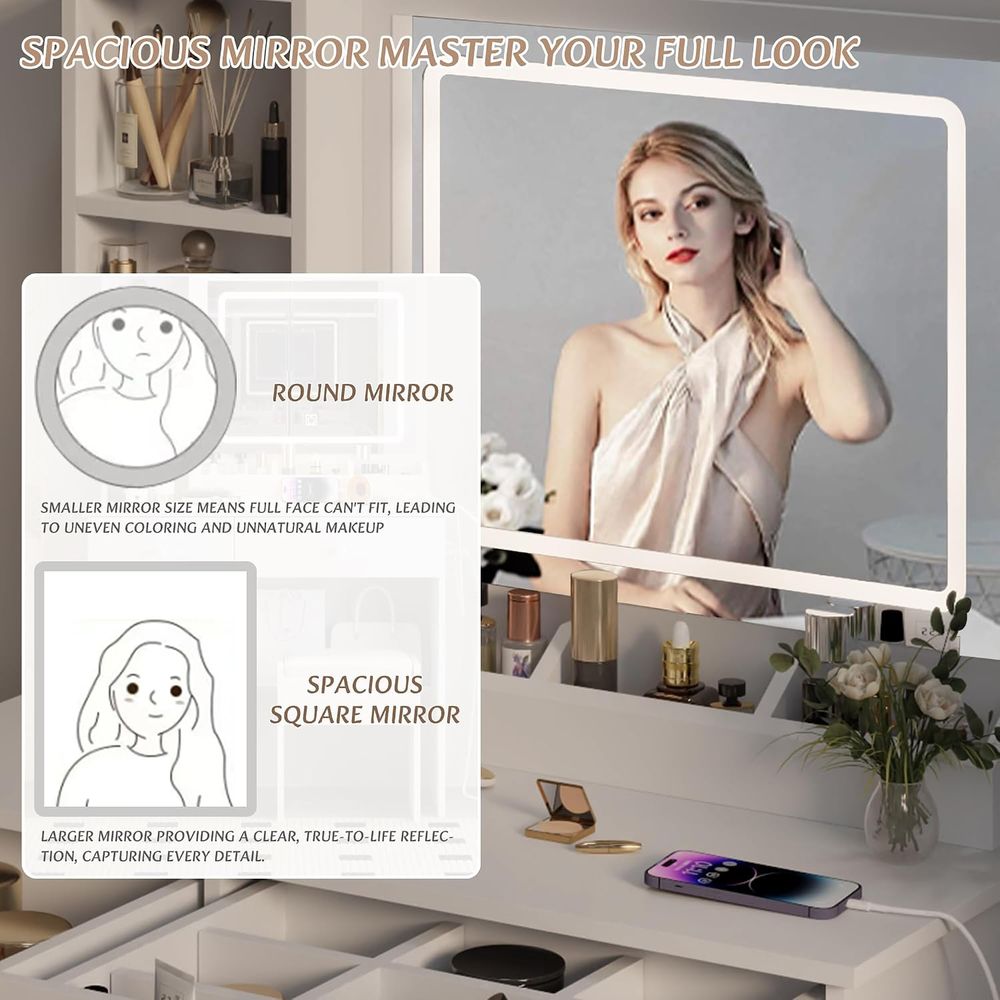 ชุดโต๊ะเครื่องแป้งพร้อมกระจก,  - Beauty Makeup Vanity Set บทวิจารณ์และราคา