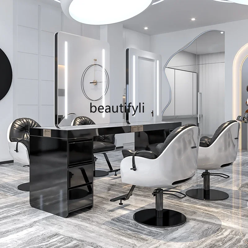 โต๊ะกระจกสแตนเลสสำหรับร้านตัดผ - Beauty Makeup Shop บทวิจารณ์และราคา